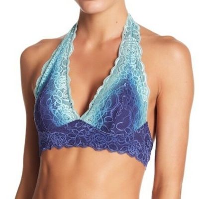 Free Press Nordstrom Blue and Teal Lace Halter Bralette Size L