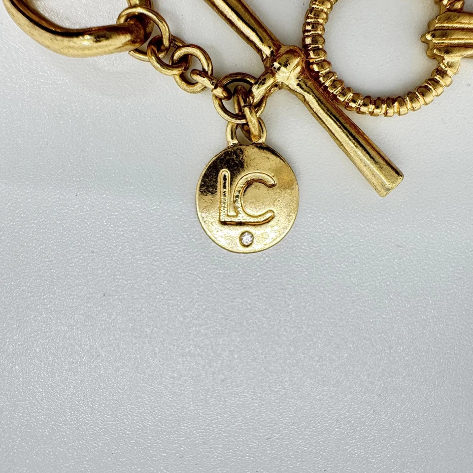 Pulsera Liz Claiborne Corazón Tono Dorado Dije - Cadena Pavé Diamantes de Imitación Foto 3 de 4