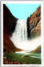 postcard yellowstone park great falls white border haynes