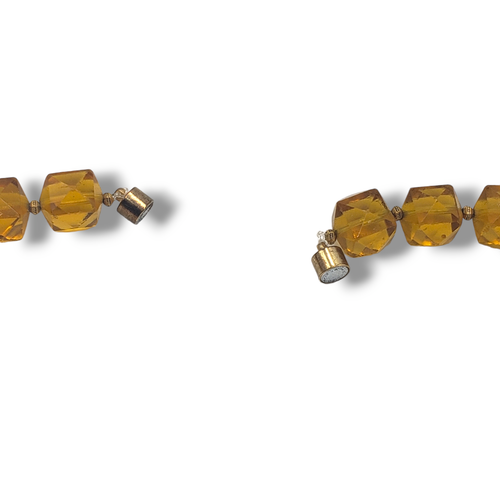 Golden Honey Faceted Acrylic Lucite Beaded Collar Necklace Magnetic Close - Picture 7 of 10