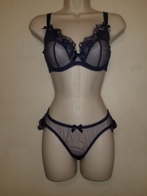 Agent Provocateur Piper set in navy bra size 36D and ouvert AP 4 large NWT
