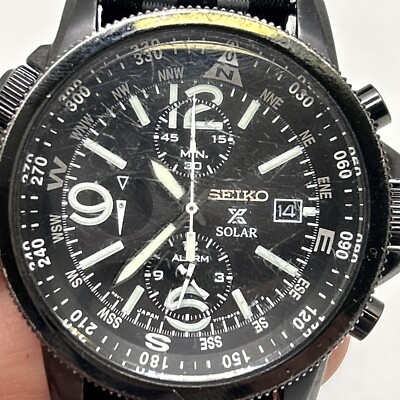 Seiko Prospex V172-0AL0 Chronograph Solar Quartz Watch Khaki From