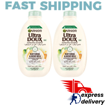 2X Garnier Ultra Doux Daily Hydrating Shampoo With Nurturing Almond Milk 400ml