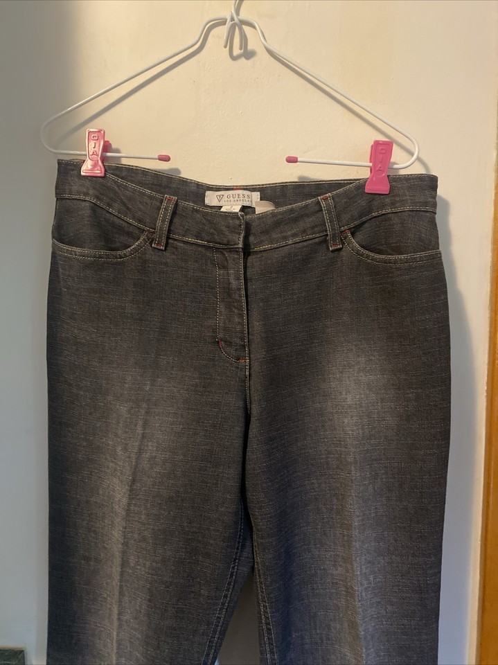 Guess Jeans Womens Size 2 Flare Leg Denim Jeans Gray No Back Pockets