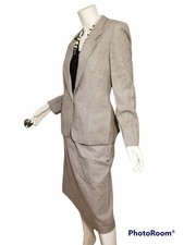 PENDLETON WOMAN SUIT LONG SKIRT JACKET BLAZER 2 PIECES GRAY WOOL SIZE 12