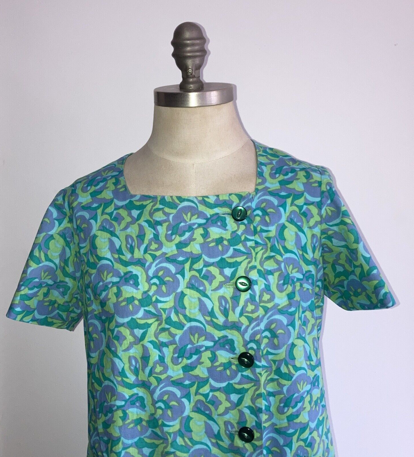 Vintage Late 1960s/Early 70s Cotton Dress, Goodwood? Pit to Pit 18.5" approx 2