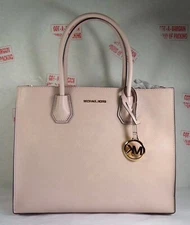 Michael Kors Mercer Powder Blush Leather Large Convertible Tote Shoulder Bag