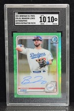 BRANDON LEWIS ~ 2020 Bowman Chrome Autograph ~ GREEN REFRACTOR AUTO #/99 SGC 10