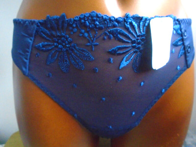 Aubade Thong 2 S 38 Neiges Brulantes Bleu Nuit Navy X526 embroidered velvet spot