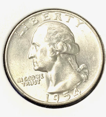 1954-D Washington Silver Quarter, BU+++, Very Nice Coin