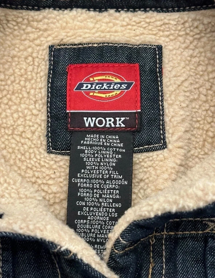 Dickies Sherpa Lined Fleece Denim Jean Trucker Jacket Women’s M - Image 3 of 3