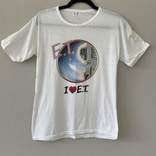 VTG Kids T-Shirt  I Love E.T.  Sz L Unbranded 100 Cotton NEW White  Multi OOAK