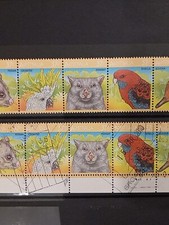 stamps Australia Wildlife 1987 Mint & used se-tenant strips of 5