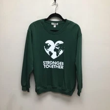 Sub_urban Riot Womens Pullover Sweatshirt Green White Stronger Together M New