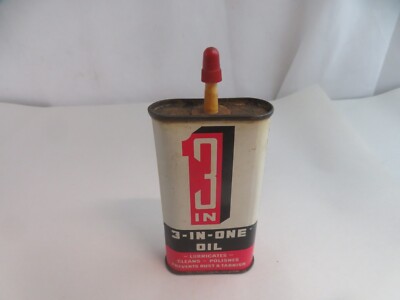 Vintage 3 in One Oil Can Household Lubricant 3 fl oz Red Black Graphic ...