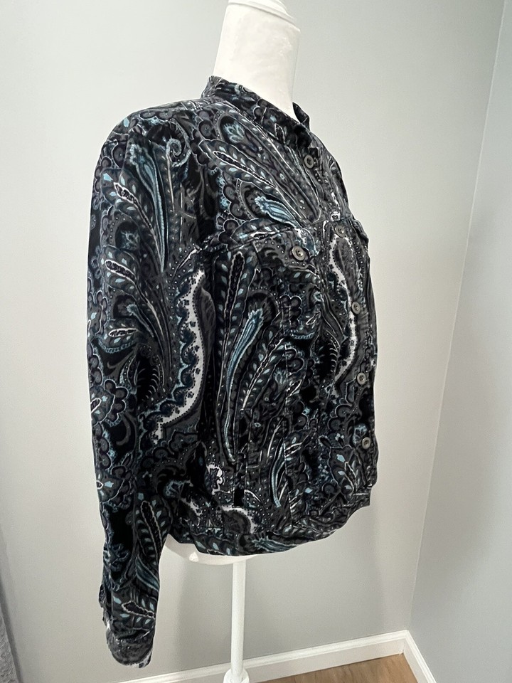 Charter Club Women’s Petite Large Jacket Paisley Button Down Corduroy