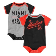 Miami Marlins MLB Majestic Newborn "Descendant" 2 Piece Creeper Set