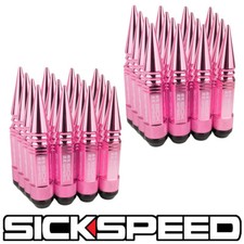 Sickspeed 32pc Pink Spiked Aluminum Extended 108mm 3 Pc Lug Nuts 14x1.5