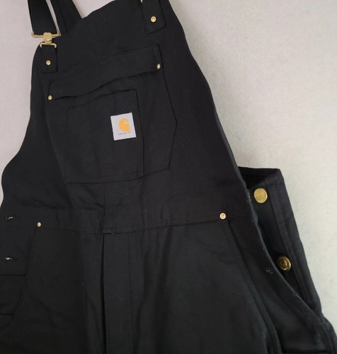 CARHARTT Loose Fit Insulated Bib Overalls MENS XL BLACK FIRM Duck Lined WORK NWT - 第 5/7 張圖片