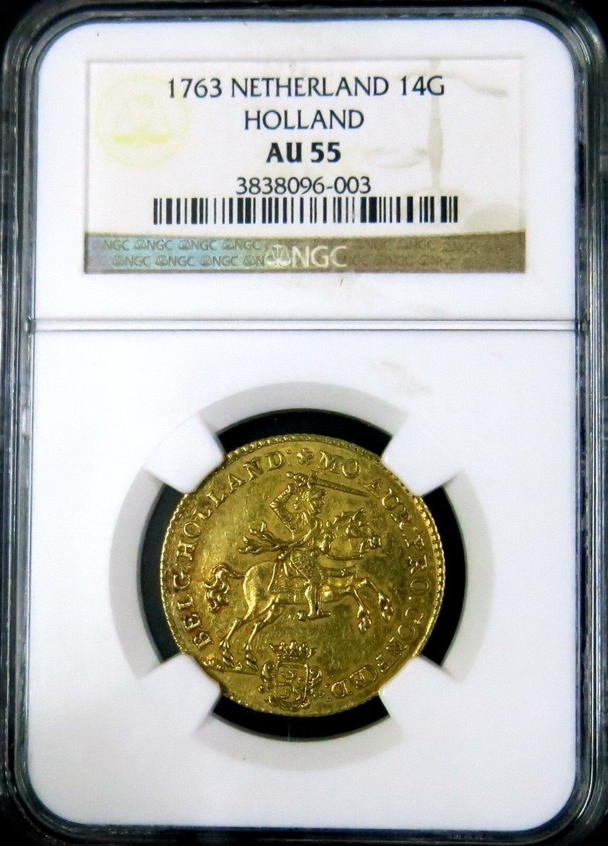 Netherlands 14 Guldens 1763 Gold Rider Holland NGC AU 55 | eBay