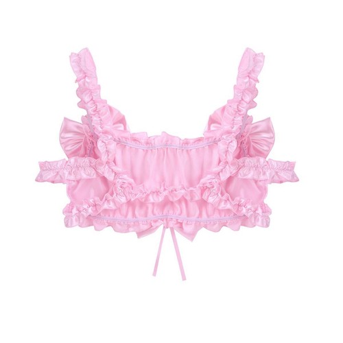 Set Reggiseno Uomo Sissy Frilly Arruffato Senza Ferretto Bralette con Mutandine Set Lingerie - Foto 11 di 48