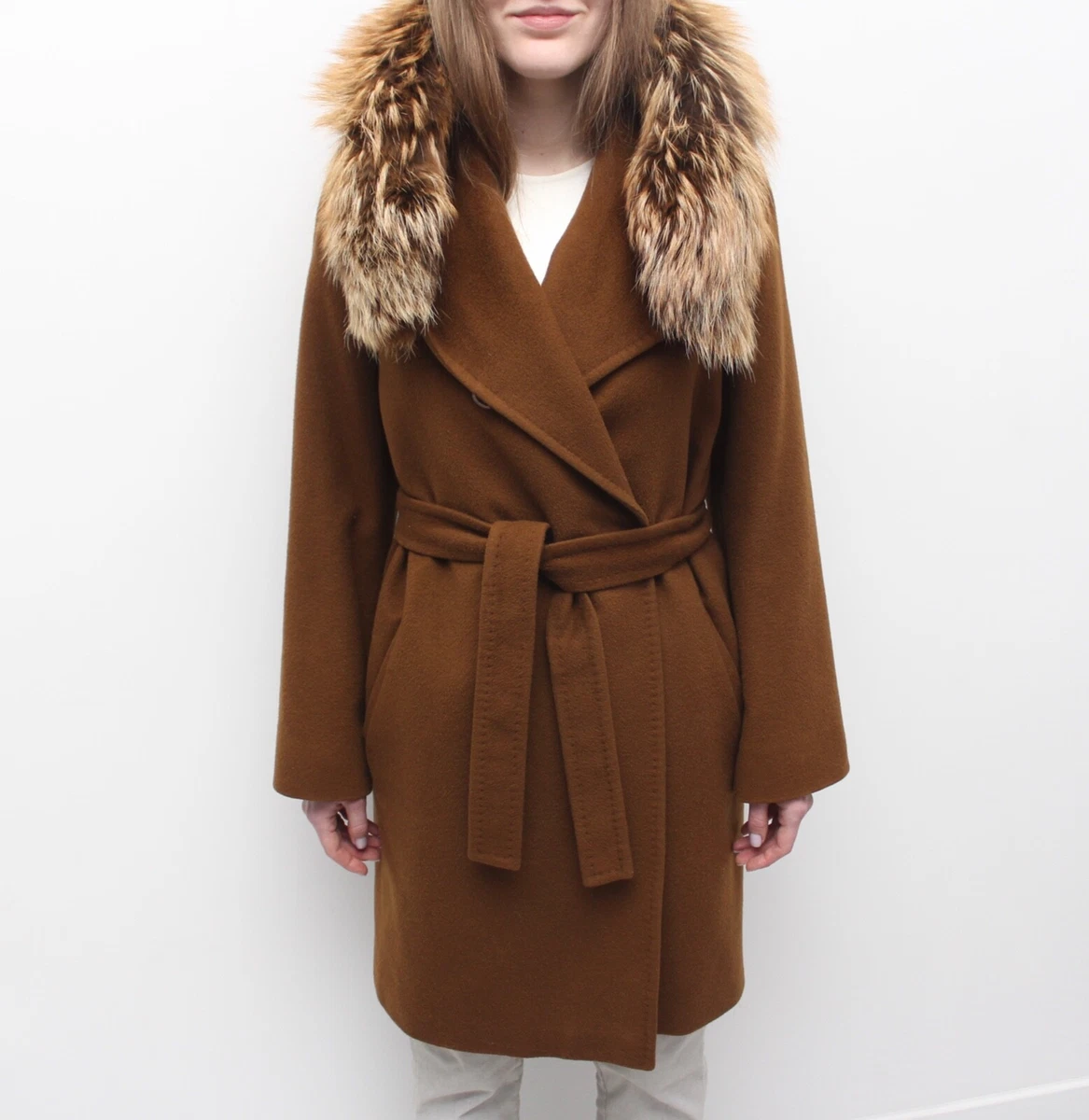 Fur lined cheap wool coat