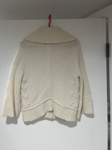 Juicy Couture Cardigan Cropped Sweater Ivory Wool Cashmere Women Size L - Picture 2 of 6