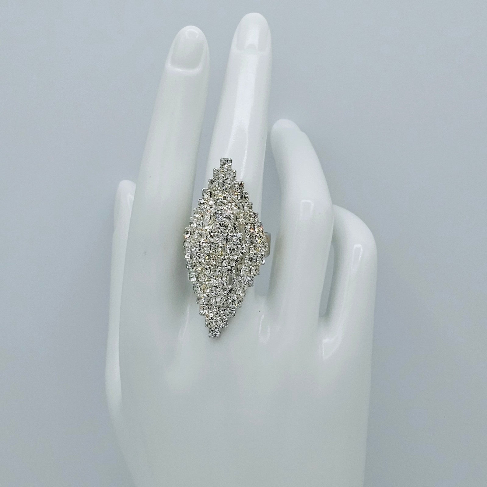 Bling Ring Adjustable Rhinestone Studded Two Tier… - image 1