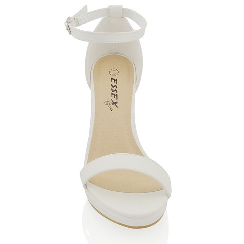 Womens Ankle Strap Stiletto Heel Platform Sandals Ladies Peep Toe Party Shoes - Picture 16 of 21