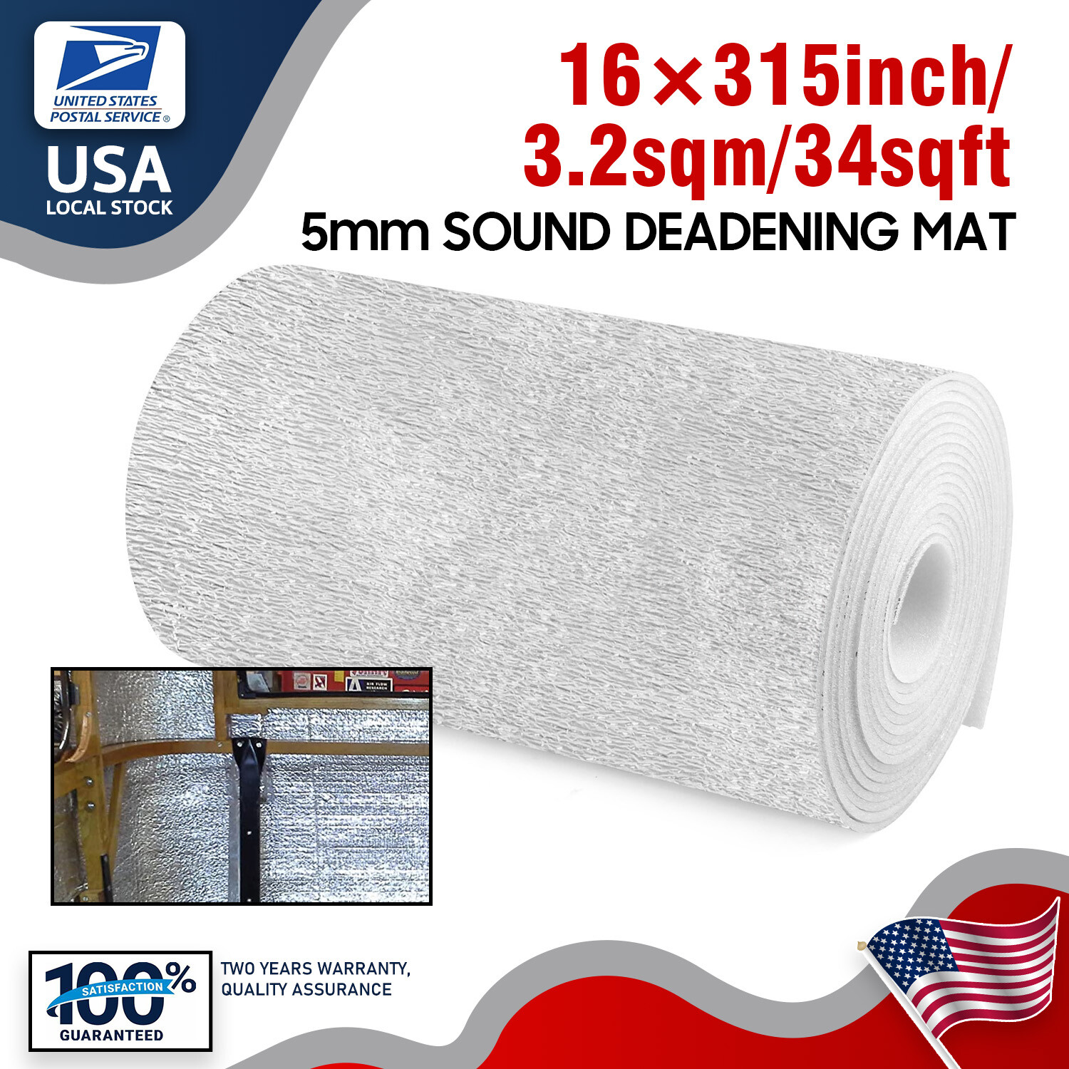 34sqft Thermal Sound Deadener Car Heat Shield Insulation Noise Reduce Mat 3.2Sqm