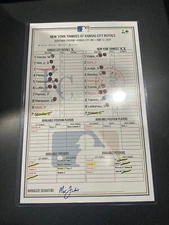 KC Royals Game Used Lineup Card vs. New York Yankees 2024 Witt Jr, Soto, Judge