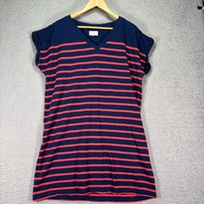 Lou & Grey Dress Blue Orange Stripe Preppy Nautical Size L Comfort Resort