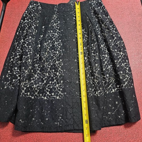 Talbots Black Lace Midi Pleated Skirt Sz 8 Cotton Blend Fully Lined Whimsigoth - Picture 9 of 9