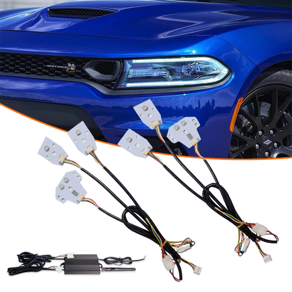 RGBW Multicolor LED Headlight Circuit Board Ambient Lights For 15+ Dodge Charger - Image 2 of 4