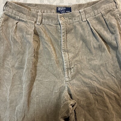 Vintage Polo Ralph Lauren Pleated Cords Corduroy Pants 36/32 Tan