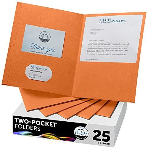 FILE-EZ Two-Pocket Folders, Orange, 25-Pack, Textured Assorted Sizes , Colors - Picture 89 of 104