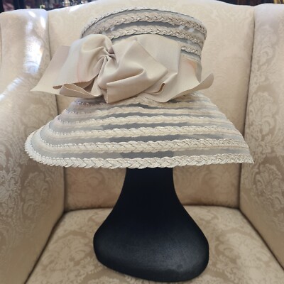 Vintage Beige Derby Hat by Eric Javits
