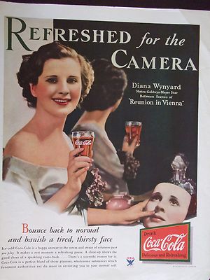 1933 Coca Cola Diana Wynyard Original Vintage Advertisement 