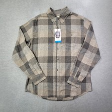 Weatherproof Flannel Shirt Mens Large Gray Check Vinatge Button Down NWT