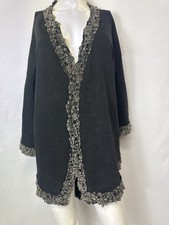 POL BRAND BLACK KIMONO SIZE MEDIUM OPEN FRONT W LACE