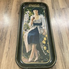 Vintage 1973 Coca-Cola Coke 19-Inch Tin Rectangular Green Serving Bar Tray