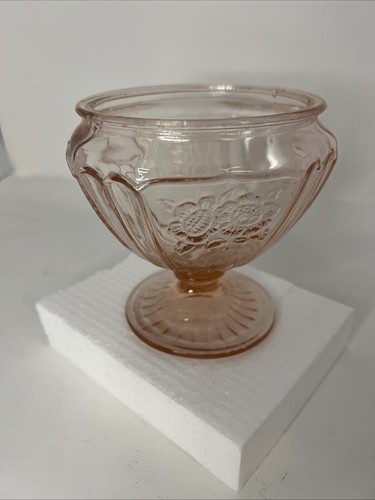 Pink Depression Glass Mayfair Open Rose Candy Dish Footed Vintage 1930s