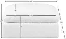 Meridian Furniture Comfy White Linen Textured Fabric Ottoman