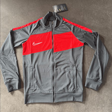 Nike Youth Unisex Athletic Training Jacket Gray Red Dri-Fit Full Zip Size M NWT