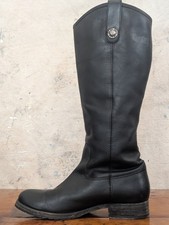 Frye Melissa Slip On Button Midnight Black Leather Knee High Boot 7B  FREE Ship