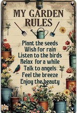My Garden Rules Metal Tin Sign Gardening Decor Gifts for Home 8x12