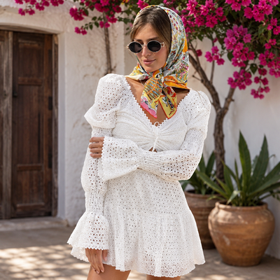 eyelet cut out dress SAMPLE-Eviana Eyelet Dress SABO