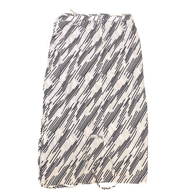 Damen Maxirock XL weiß schwarz Geo Print knielang Reißverschluss hinten zum Binden tailliert