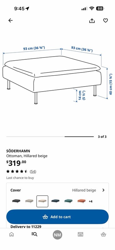 IKEA SÖDERHAMN Ottoman White