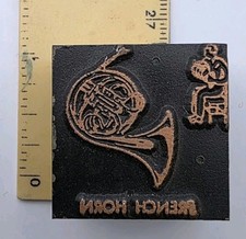 Printing Letterpress Printer Type Block French Horn Musical Instrument Print Cut